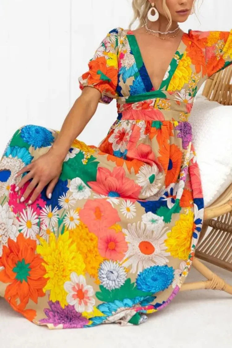 Charlotte - Robe À Manches Bouffantes Et Imprimé Floral