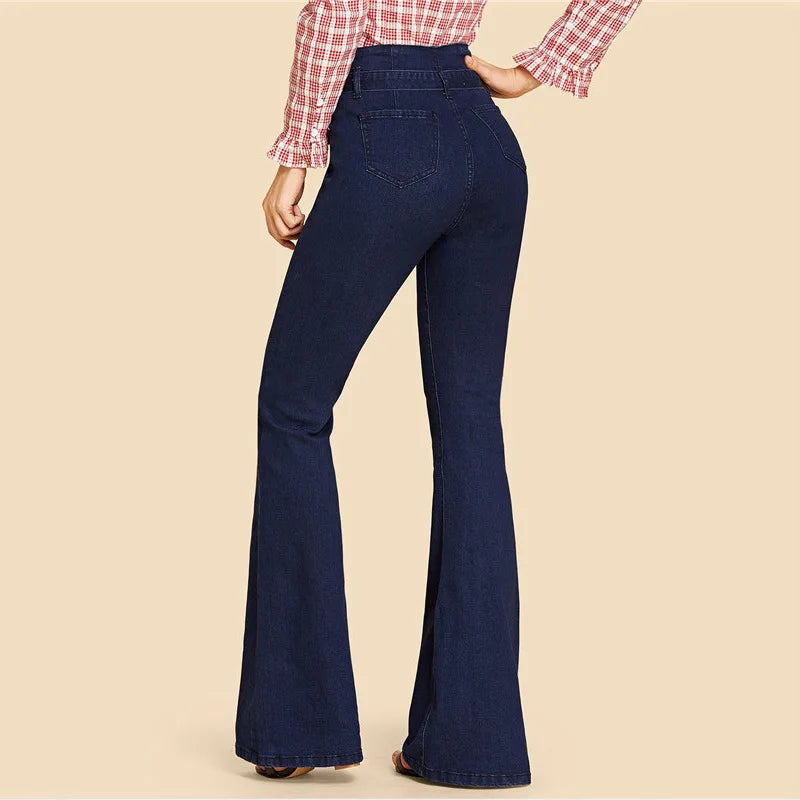 Jean en denim extensible à jambe large pour femme - Lachelle