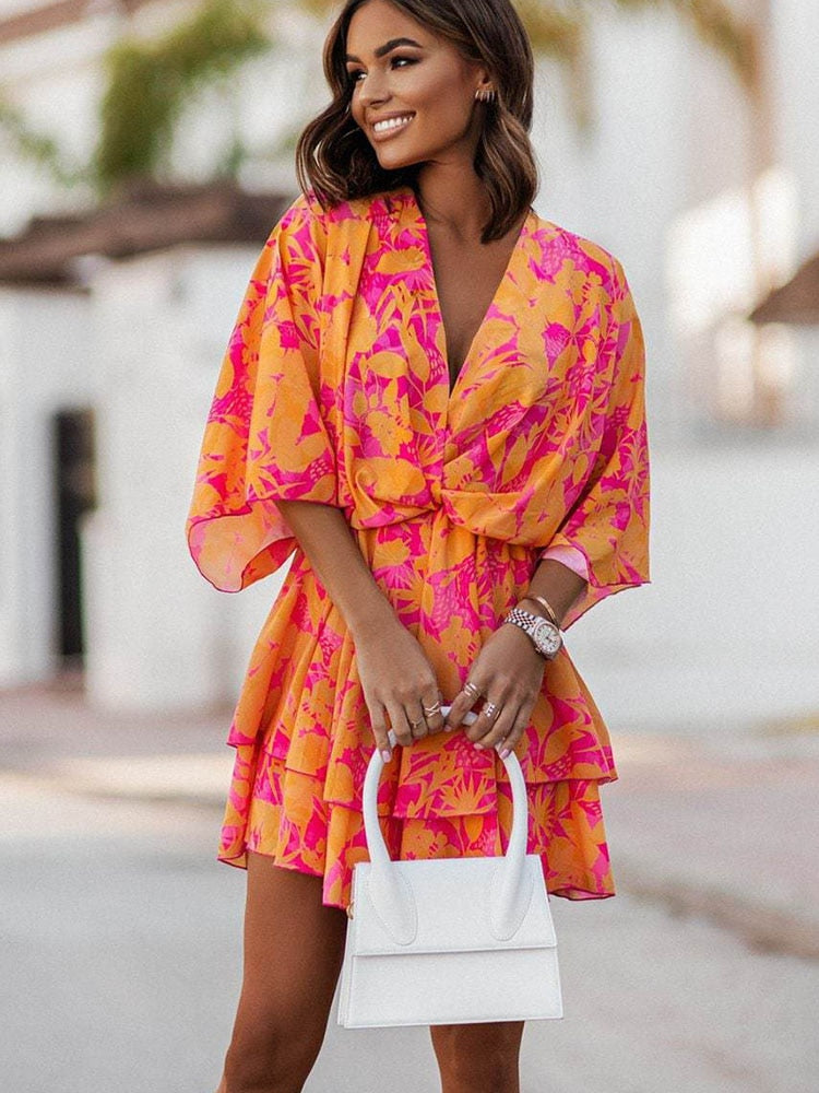 Odessa - Mini-robe d'été bohème d'été