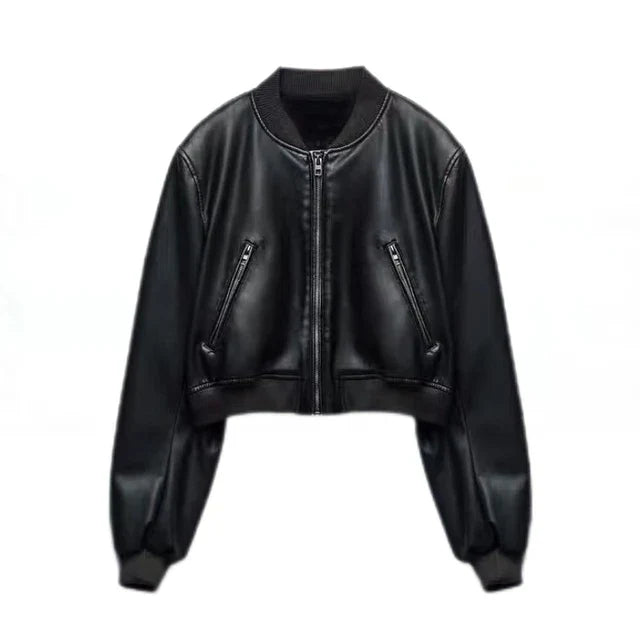 Camille - Blouson Bombardier Court Aspect Cuir