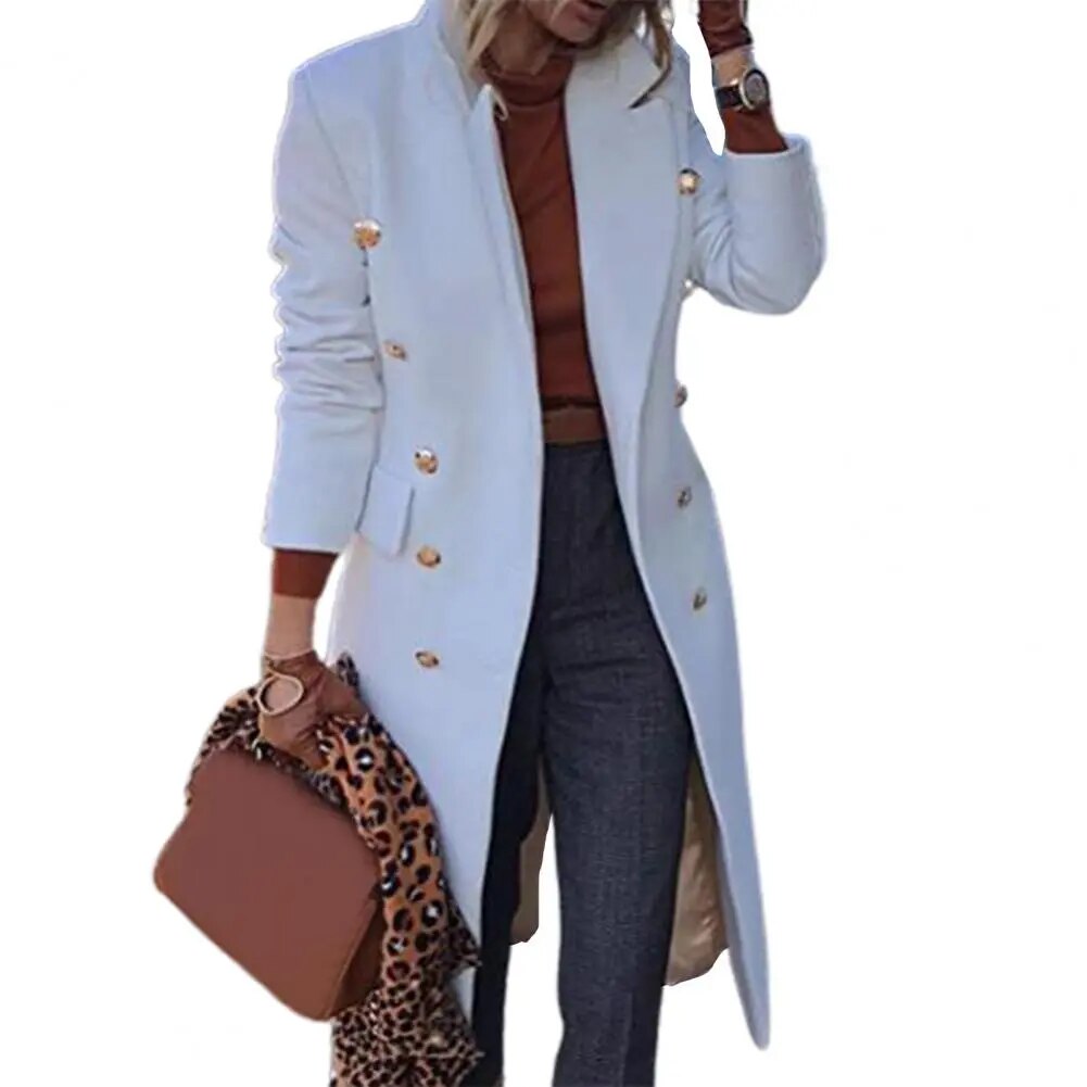 Veste en laine à double boutonnage pour femme