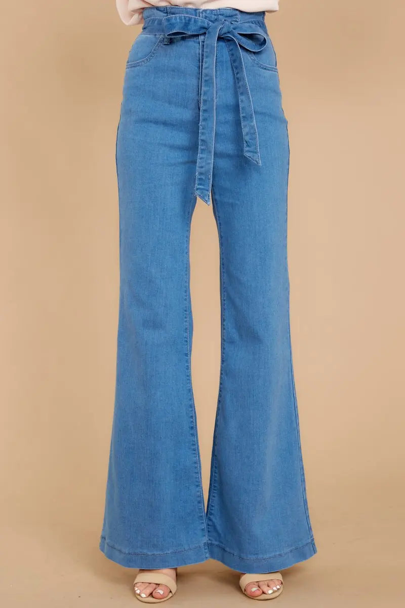 Jean en denim extensible à jambe large pour femme - Lachelle