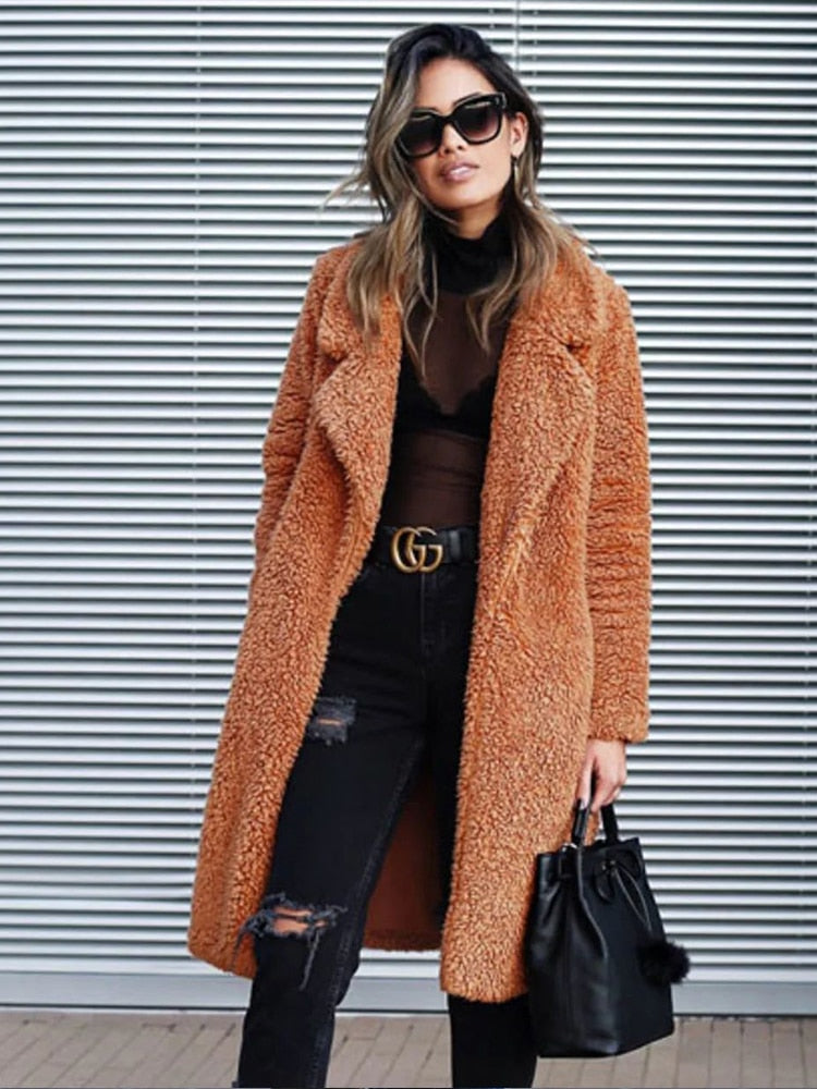 Manteau long d'hiver en peluche - Margreth