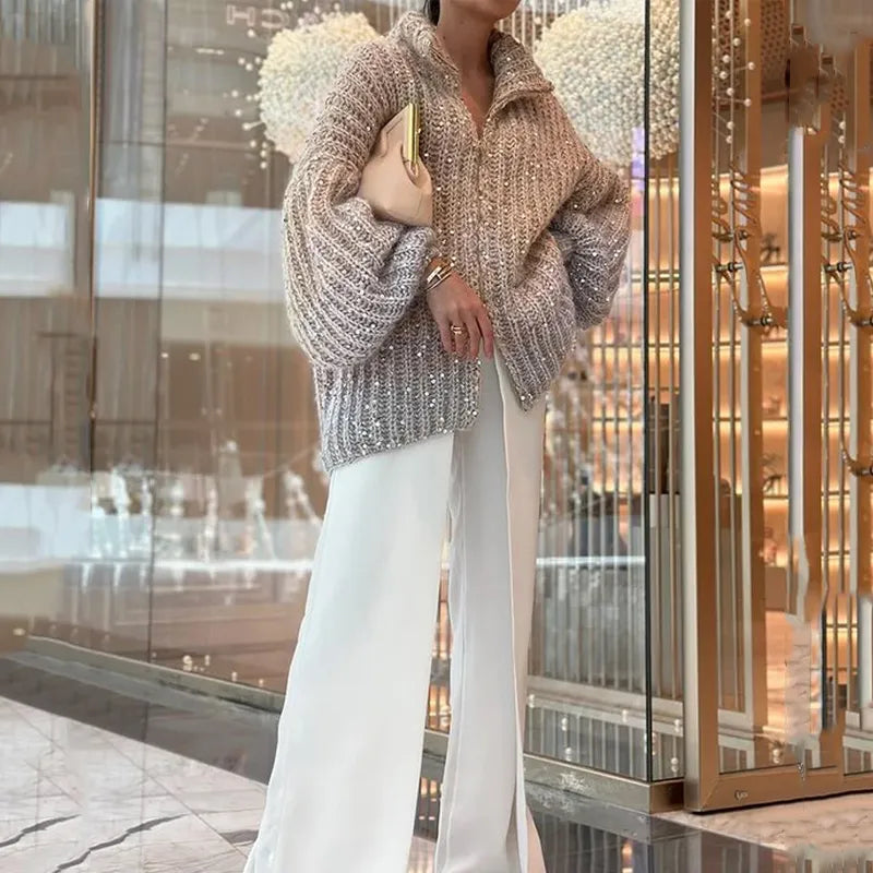 Tara - Pull Automnal Stylé à Paillettes pour Femmes