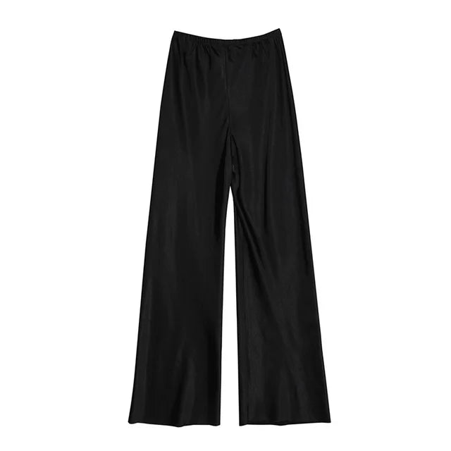 Pantalon large en satin Pantalon décontracté long Femme Été - Philippa