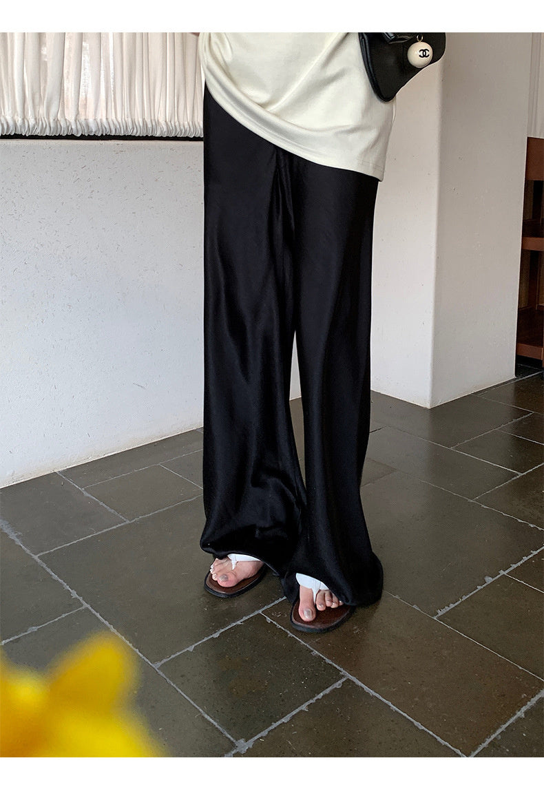 Pantalon large en satin Pantalon décontracté long Femme Été - Philippa