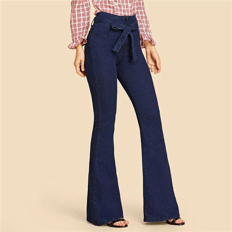Jean en denim extensible à jambe large pour femme - Lachelle
