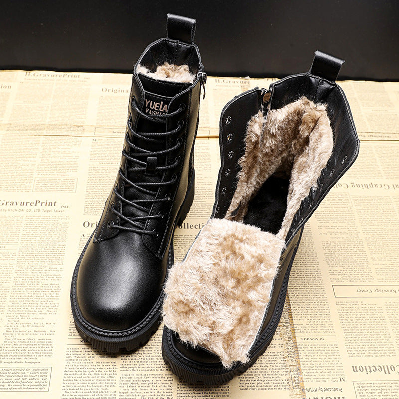 Cherise - Bottes D'Hiver En Cuir Noir