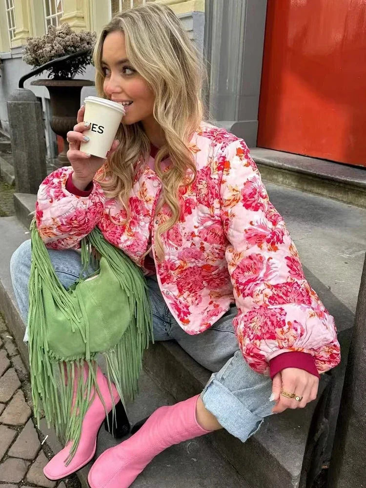 Veste matelassée rose hiver et automne - Hortense