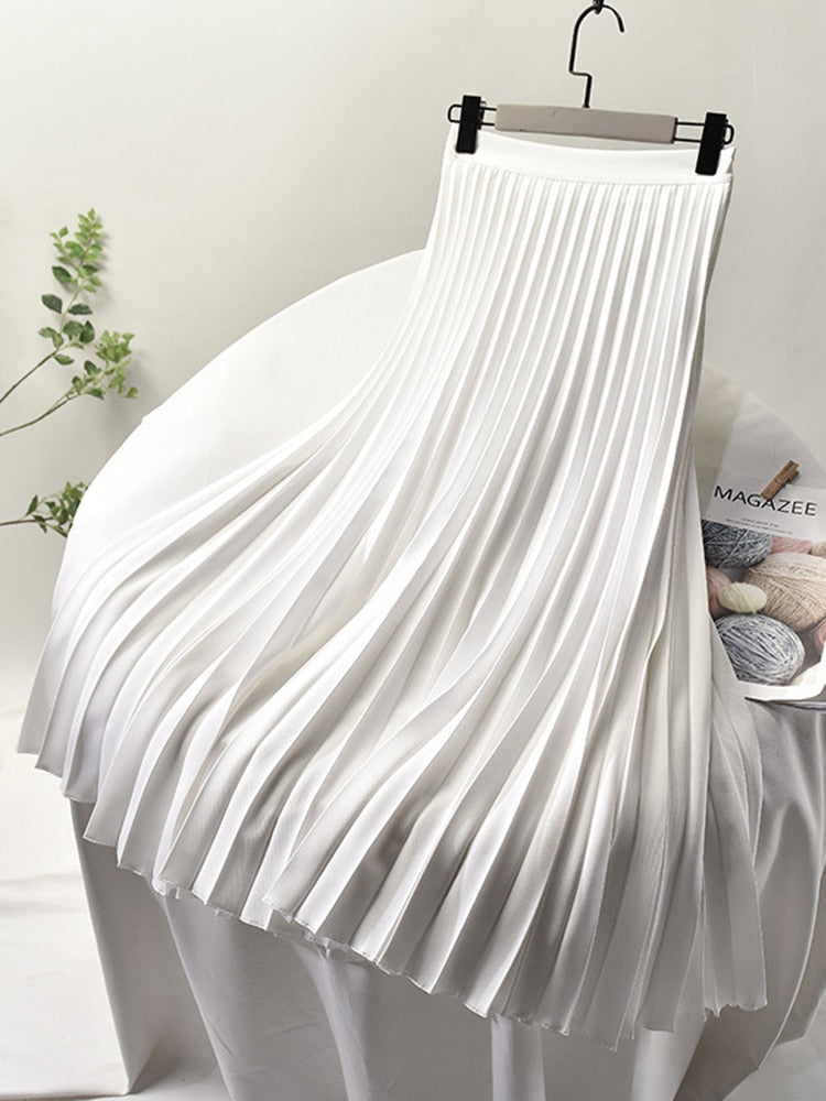 Jupe plissée taille haute pour femme - Belva