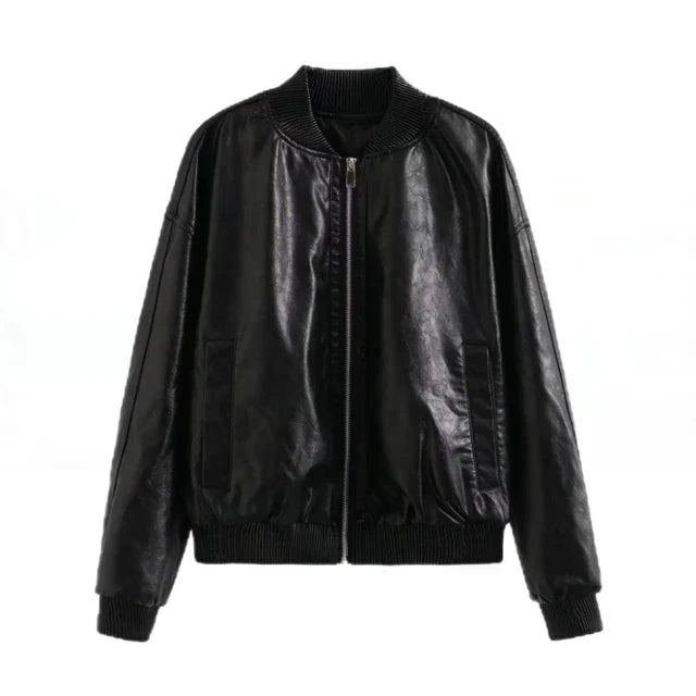 Camille - Blouson Bombardier Court Aspect Cuir