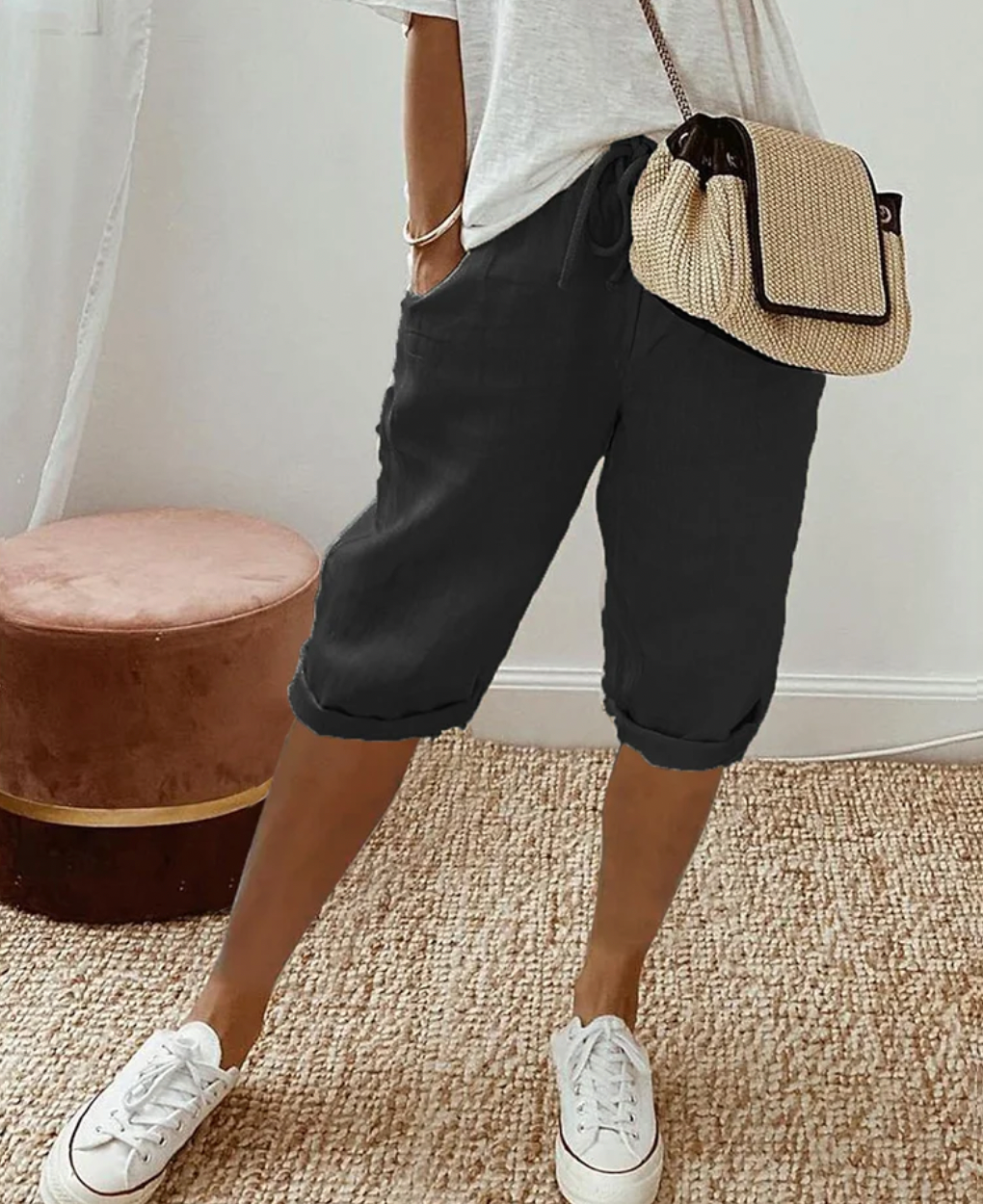 Olanda – Short en lin longueur genou