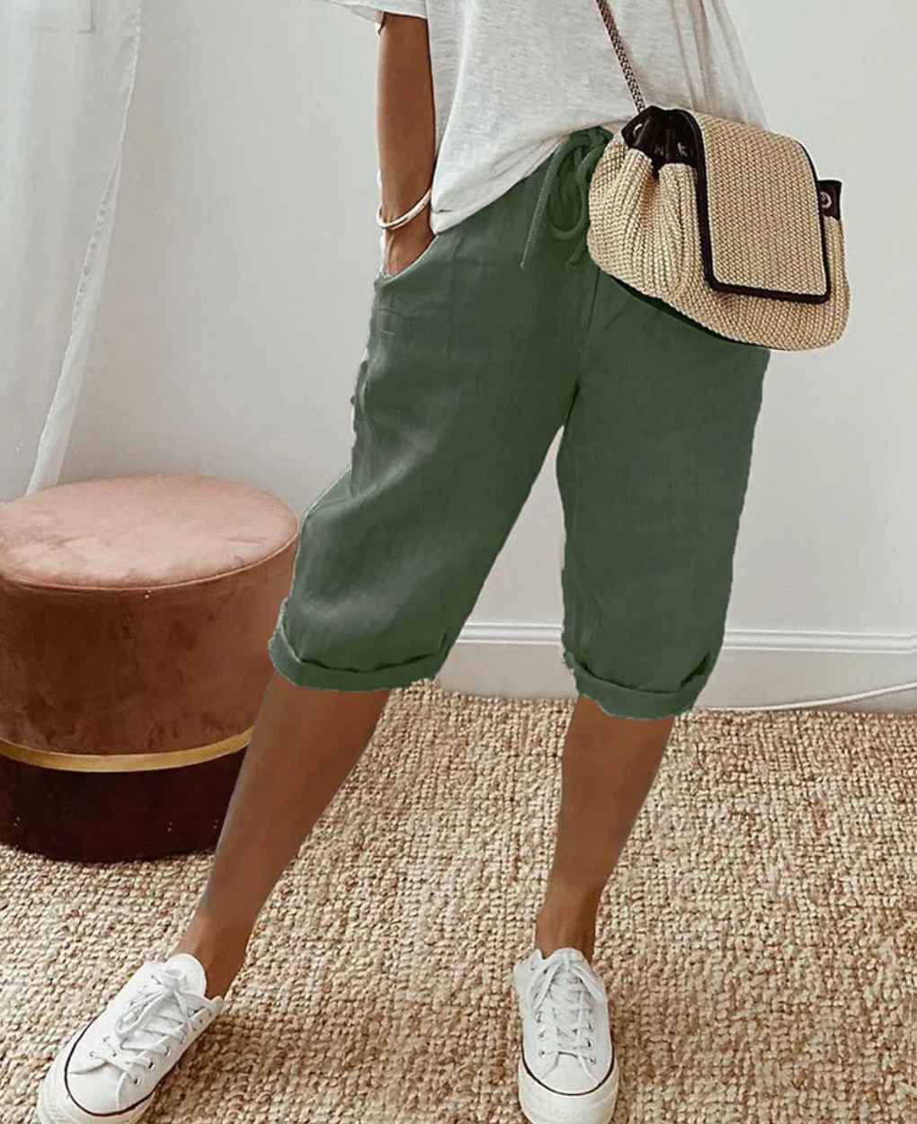 Olanda – Short en lin longueur genou
