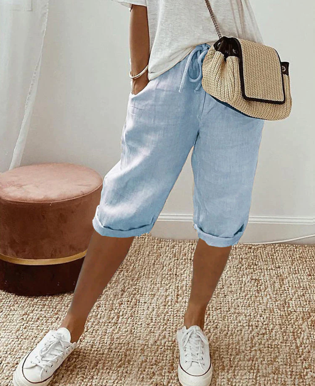 Olanda – Short en lin longueur genou