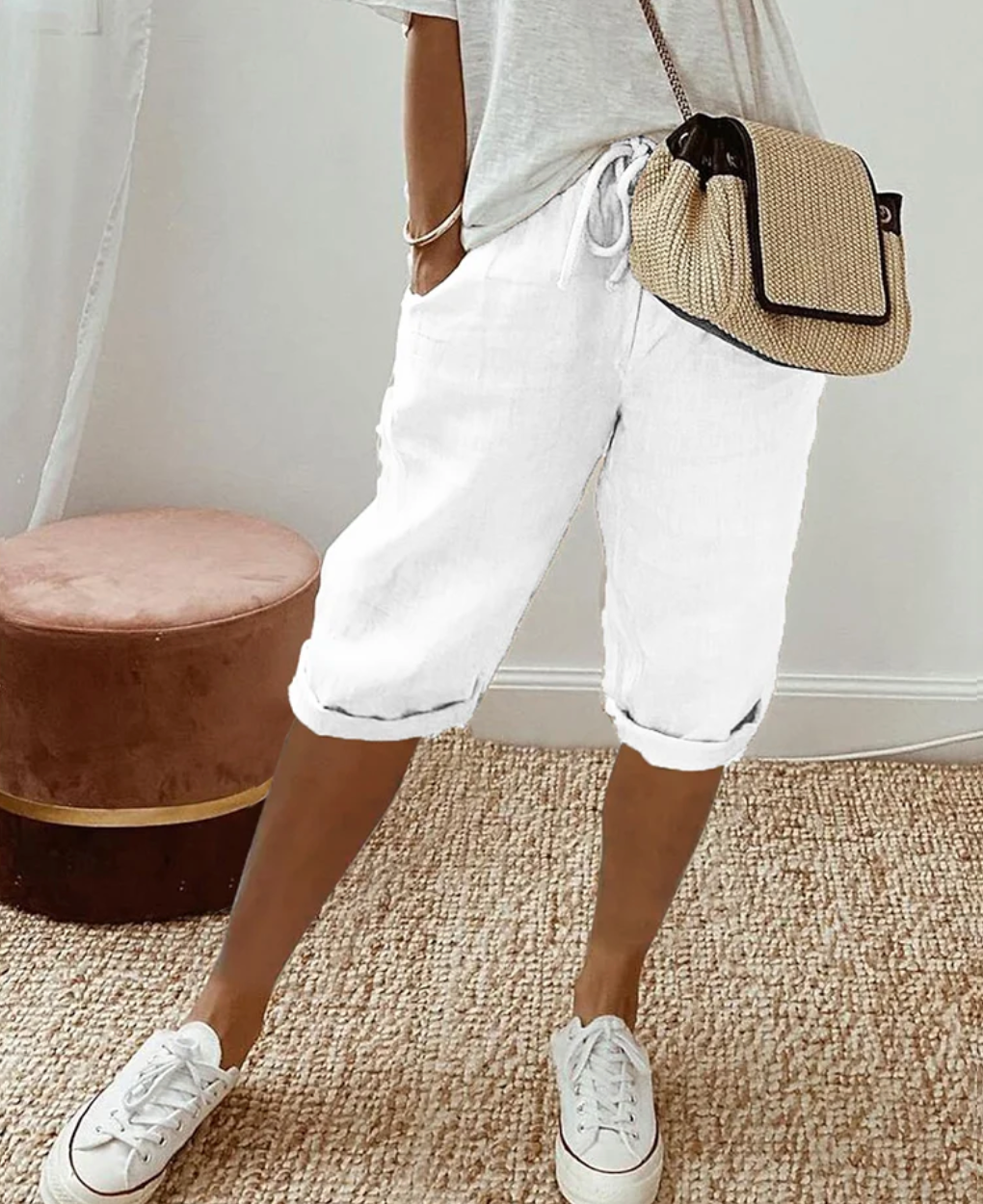 Olanda – Short en lin longueur genou
