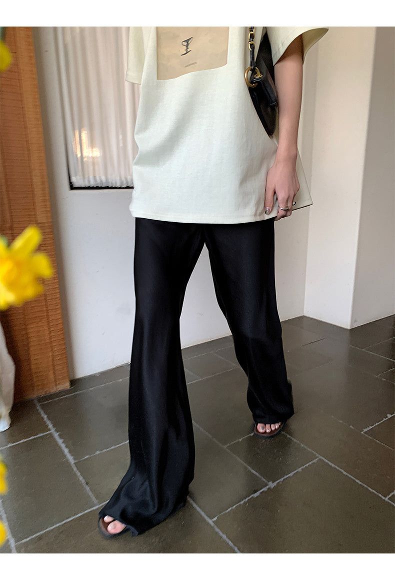 Pantalon large en satin Pantalon décontracté long Femme Été - Philippa