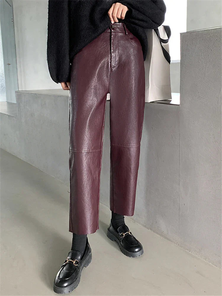 Amélie - Pantalon Droit En Cuir