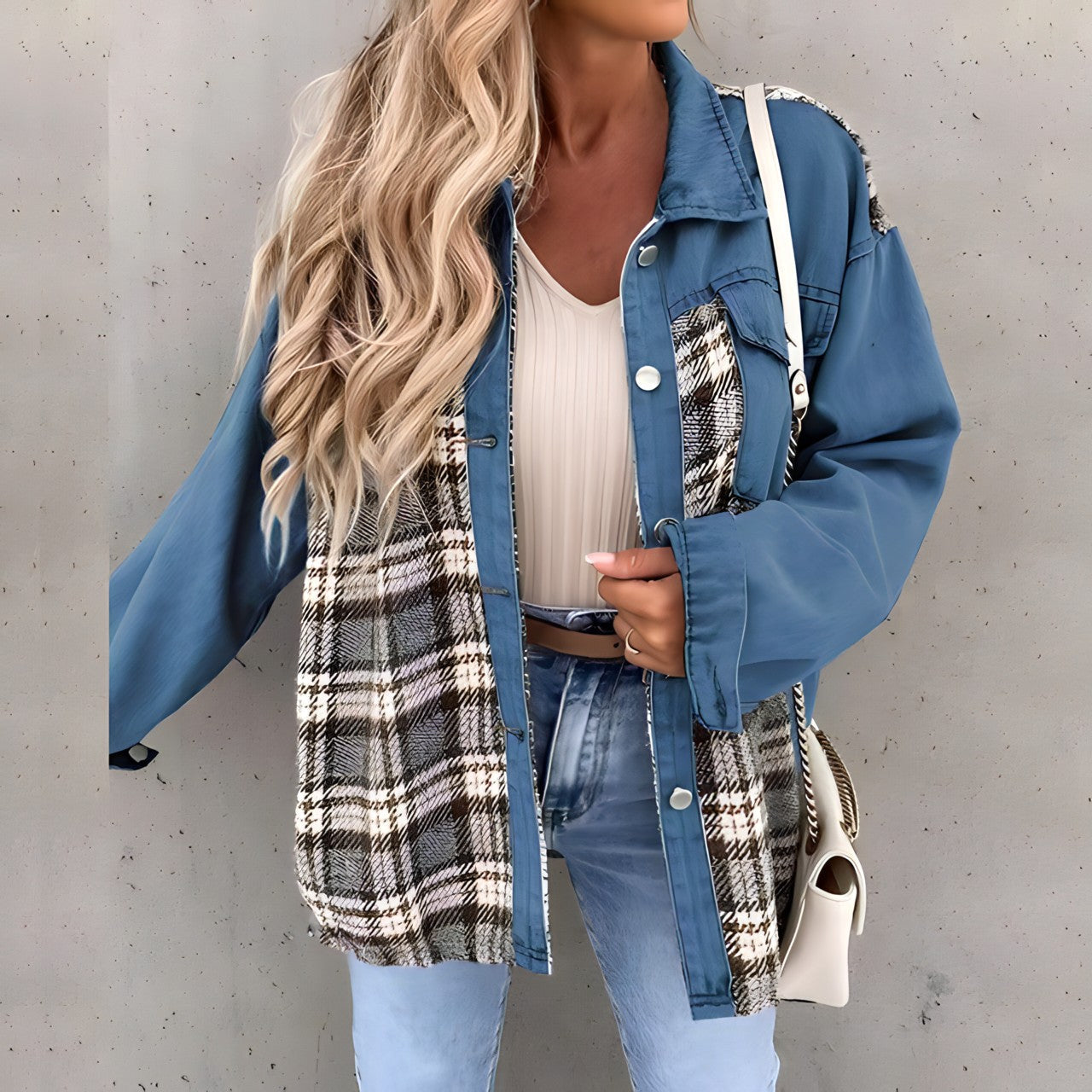 Veste à carreaux pour femme - Zimria