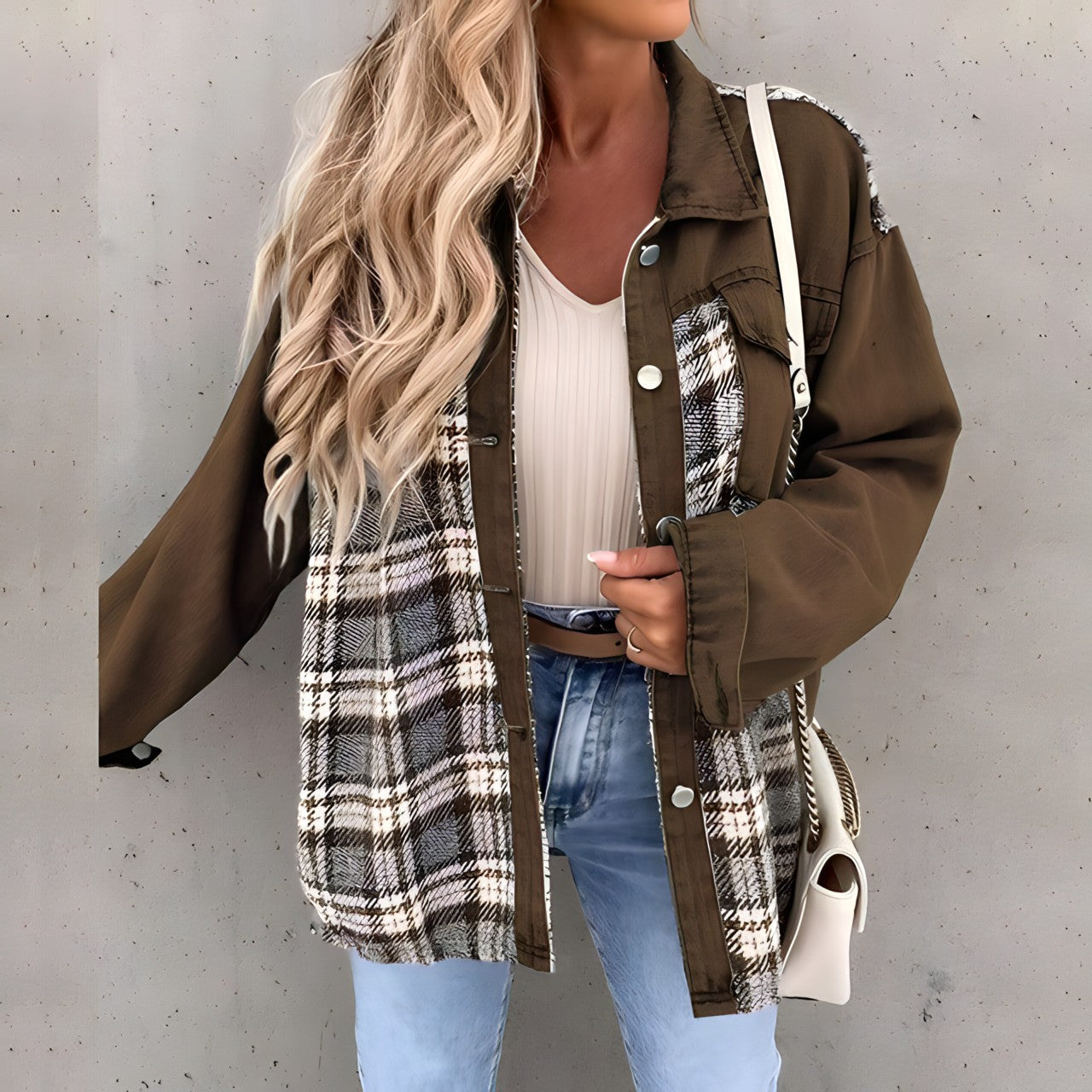 Veste à carreaux pour femme - Zimria