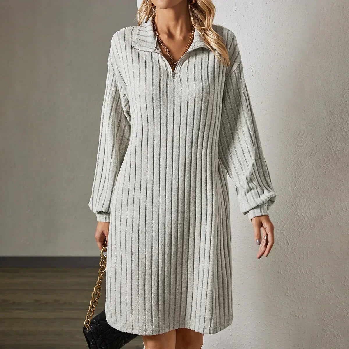 Celeste - Robe en tricot décontractée à manches longues pour femme
