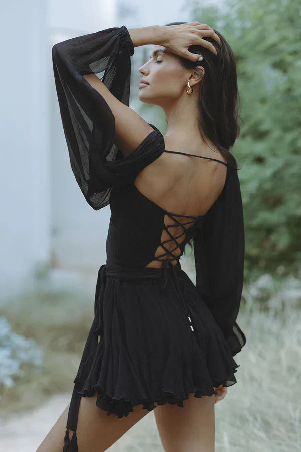 Robe courte d'été à manches lanternes - Kimberly