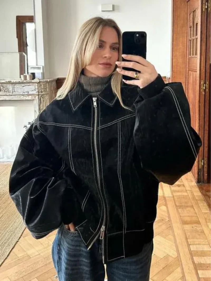 Veste en cuir oversize – Atiyah