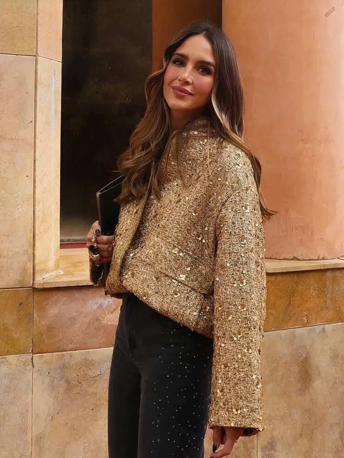 YANA - Veste dorée à paillettes