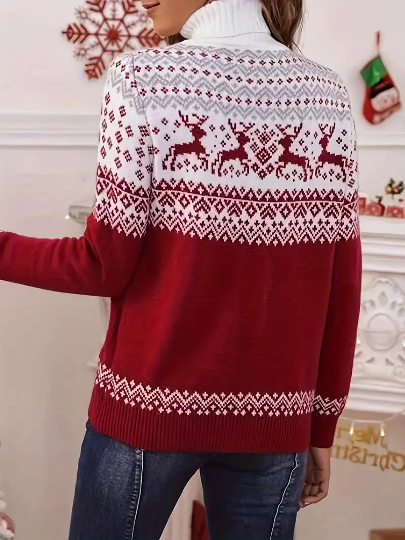 Sophie - Pull de Noël à col roulé pour femme