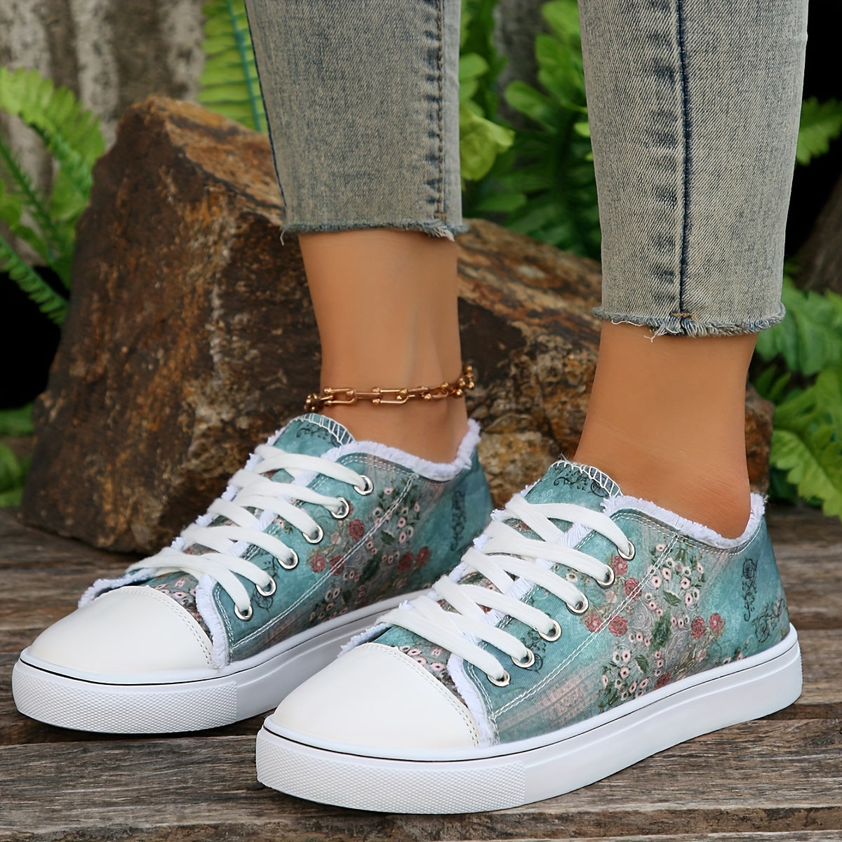 Sophie - Baskets En Toile Fleurs