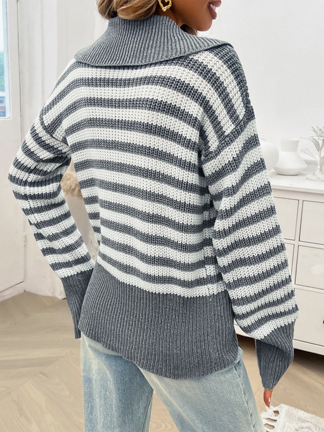 Avery - Pull rayé à col et manches longues pour femme