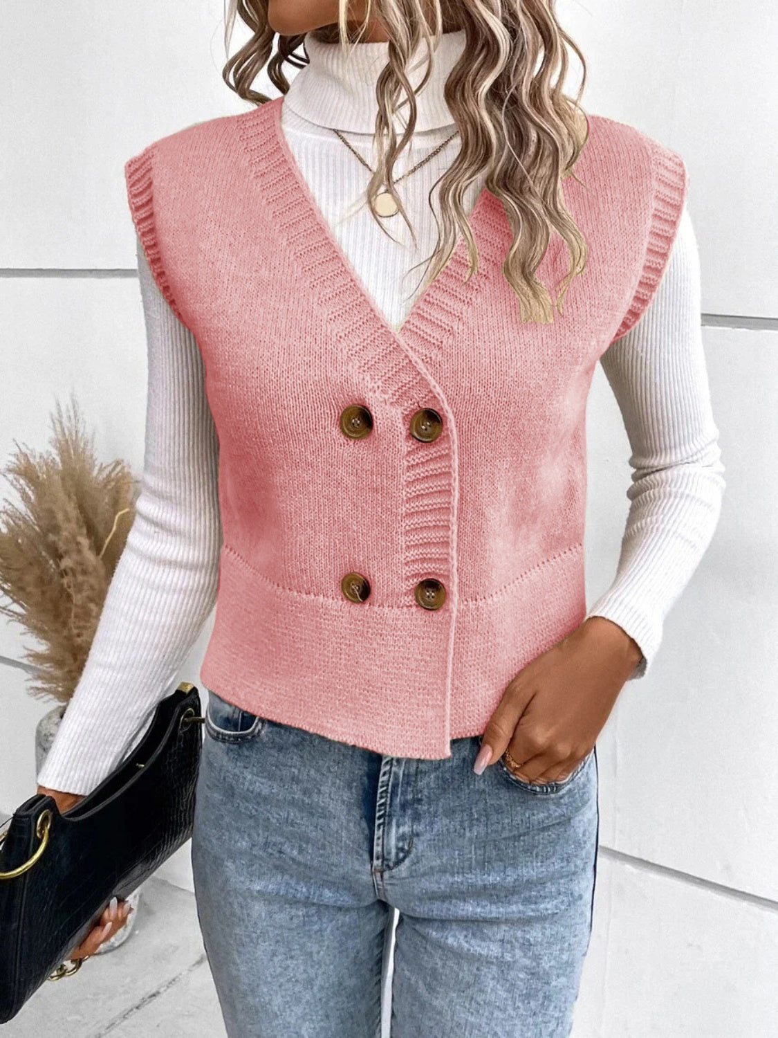 Mila - Gilet en maille à col en V et boutons pour femme