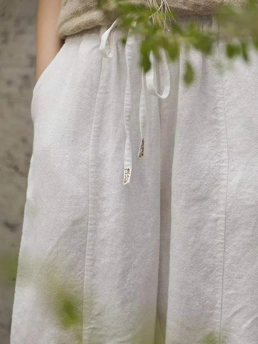 Ginette - Pantalon décontracté en pur coton pour femmes dans une couleur pure élégante