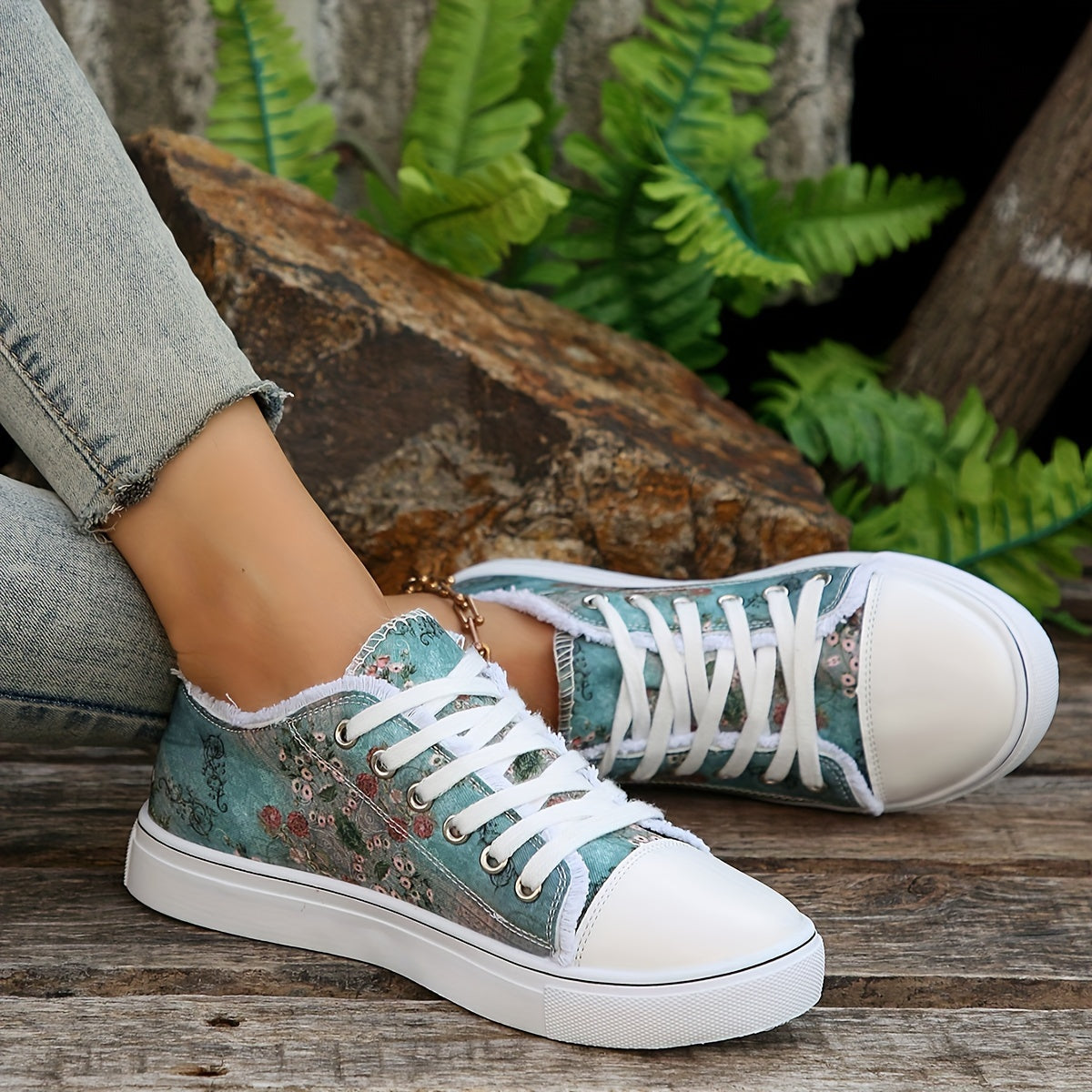 Sophie - Baskets En Toile Fleurs