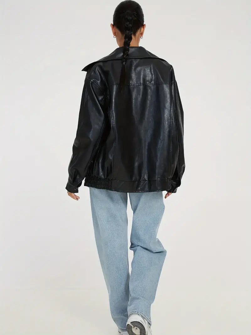 Veste en cuir avec fermeture éclair - Trine