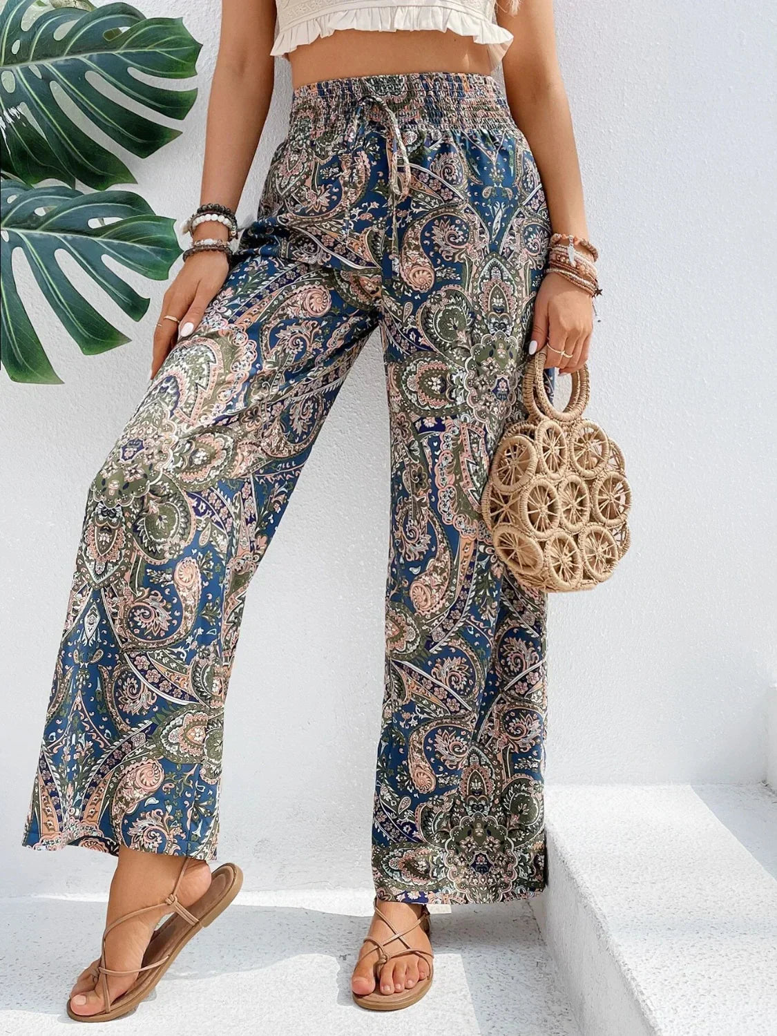 Pantalon taille haute imprimé - Caritta