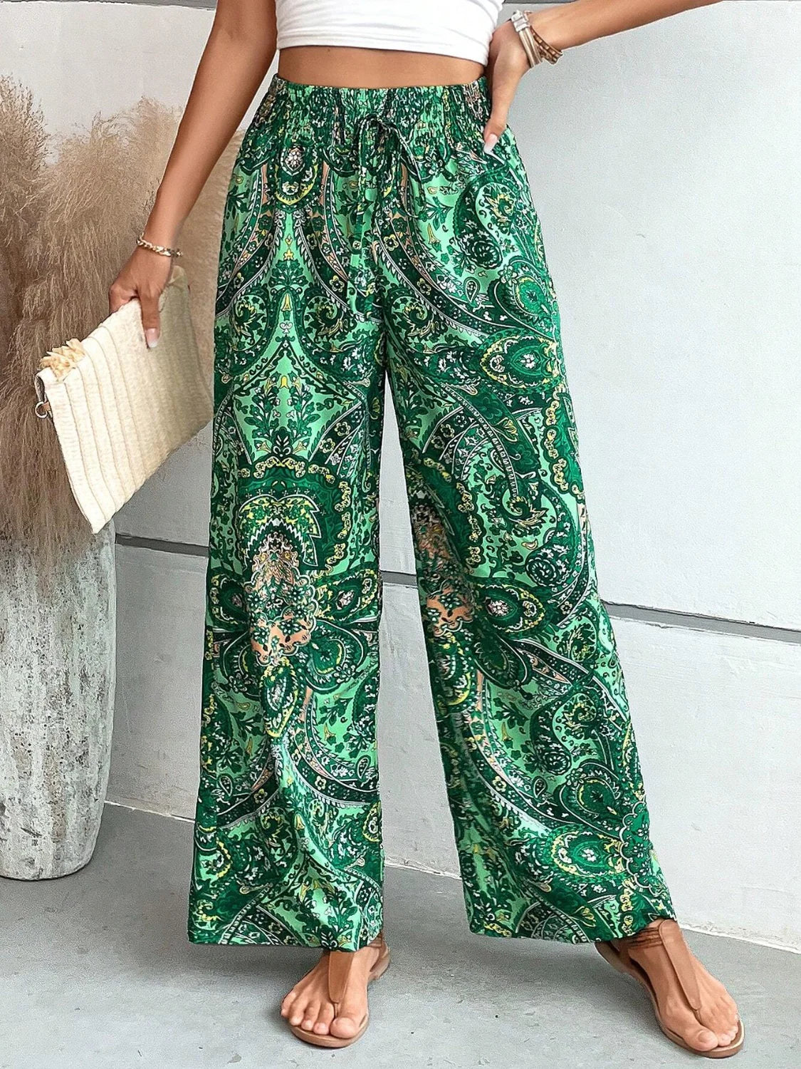 Pantalon taille haute imprimé - Caritta