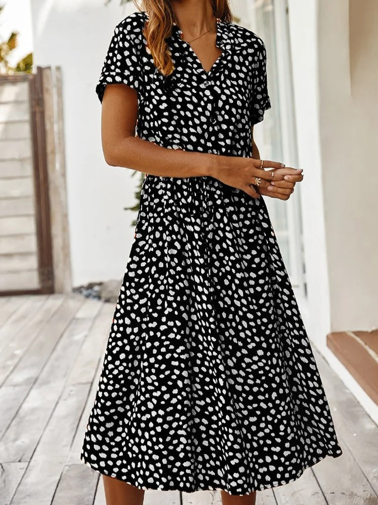 Robe mi-longue élégante imprimée - Sheba
