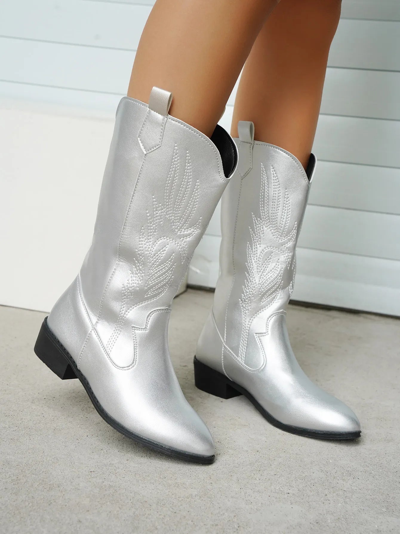 Pauline - Bottes De Cow-Boy En Cuir Avec Doublure Souple
