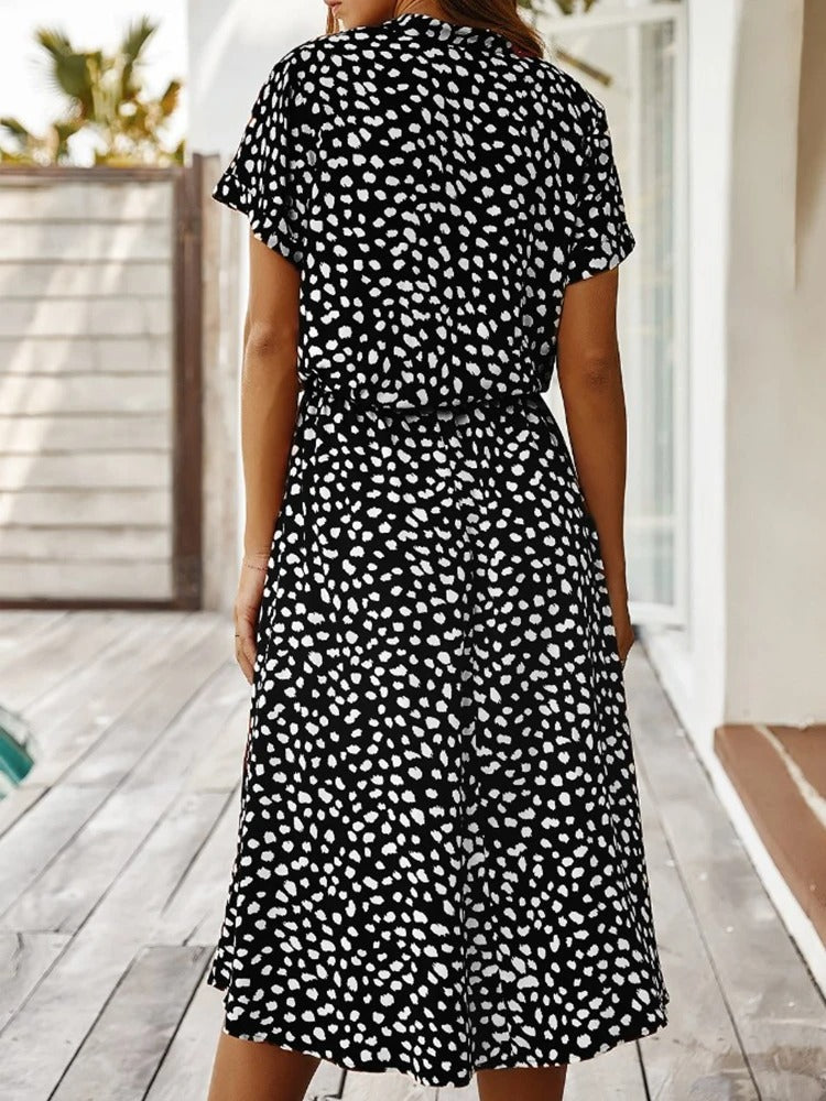 Robe mi-longue élégante imprimée - Sheba