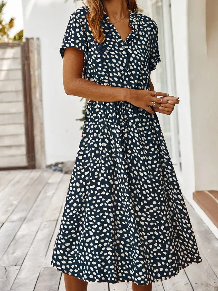 Robe mi-longue élégante imprimée - Sheba