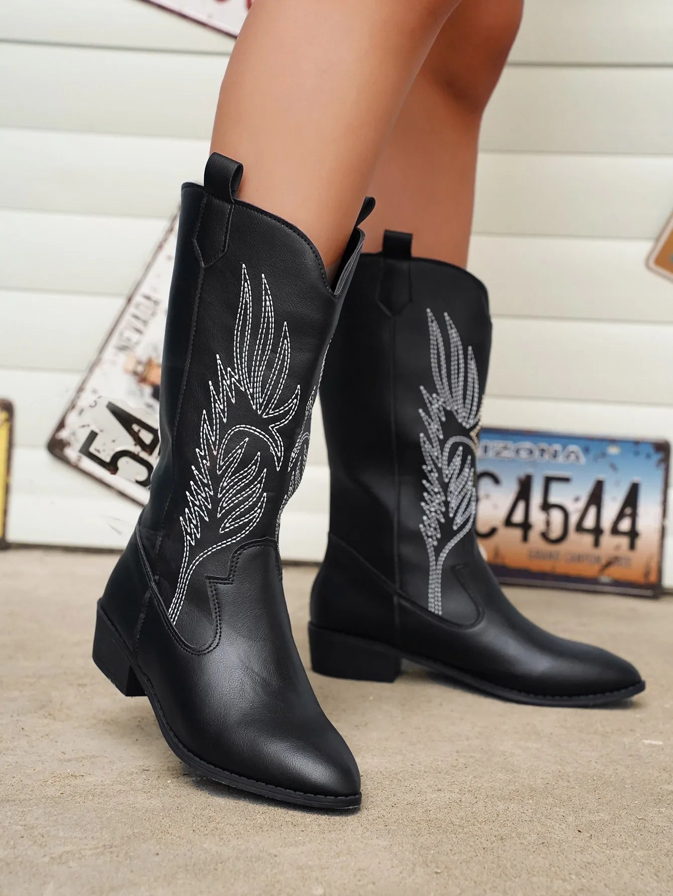 Pauline - Bottes De Cow-Boy En Cuir Avec Doublure Souple