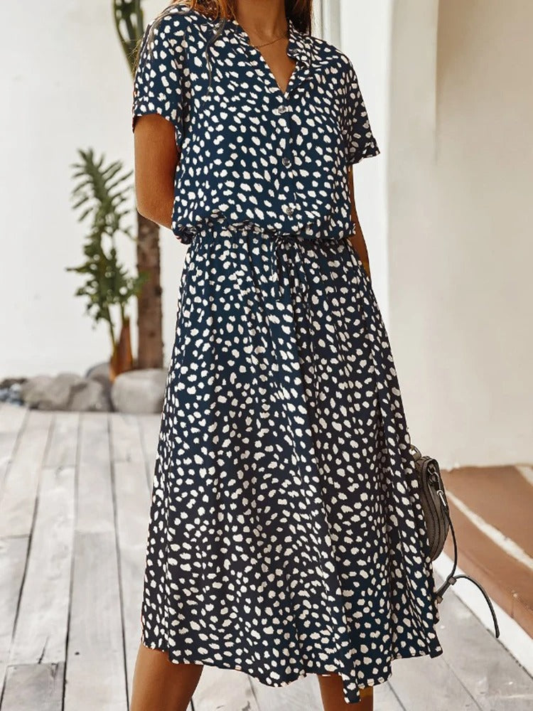 Robe mi-longue élégante imprimée - Sheba