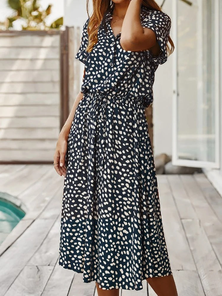 Robe mi-longue élégante imprimée - Sheba