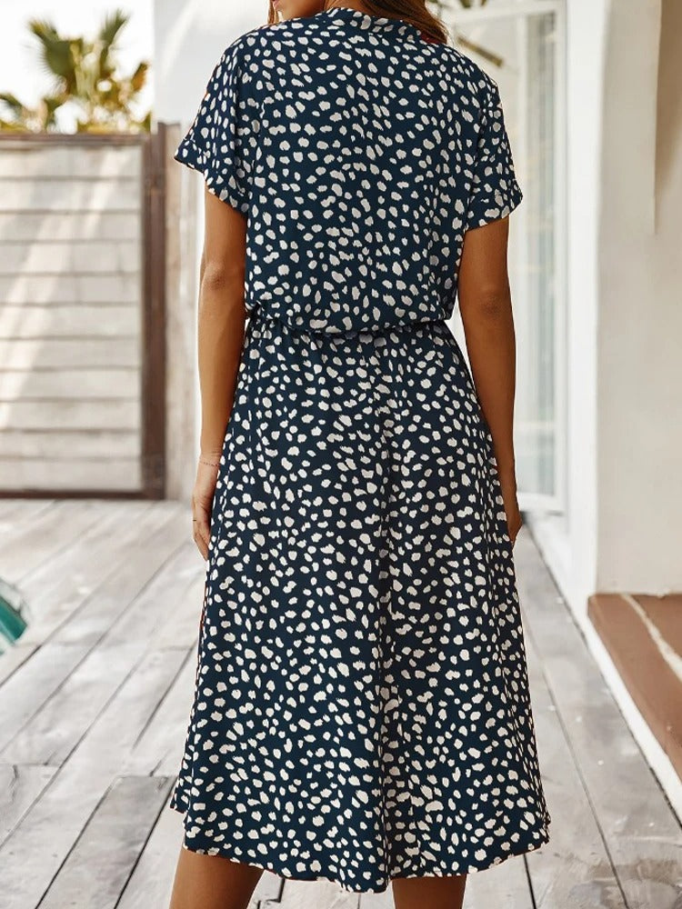 Robe mi-longue élégante imprimée - Sheba