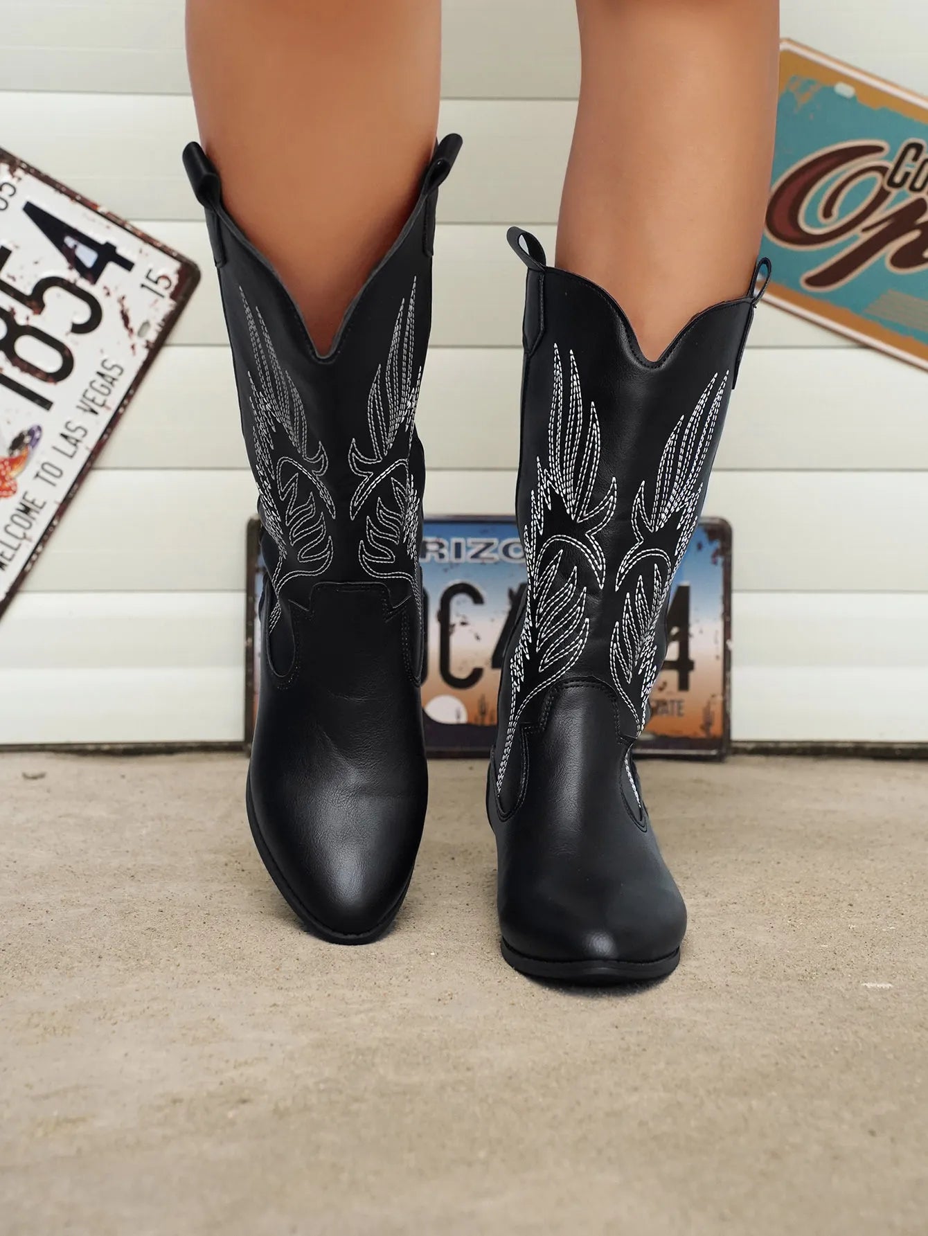 Pauline - Bottes De Cow-Boy En Cuir Avec Doublure Souple