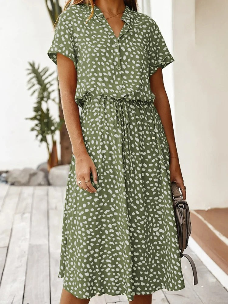 Robe mi-longue élégante imprimée - Sheba