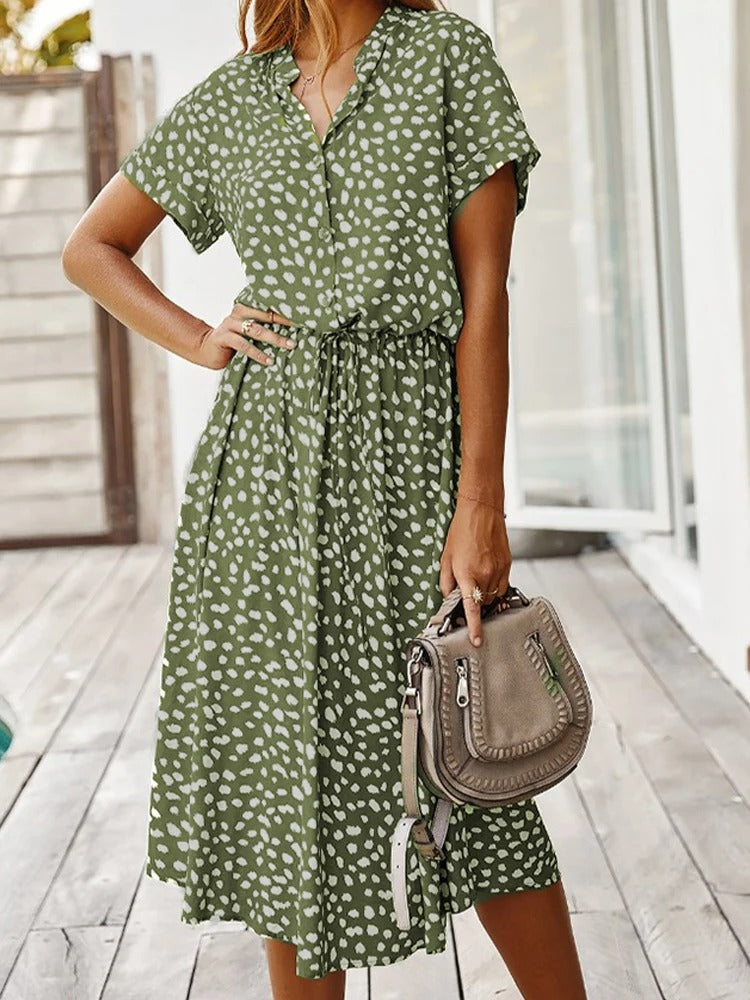 Robe mi-longue élégante imprimée - Sheba