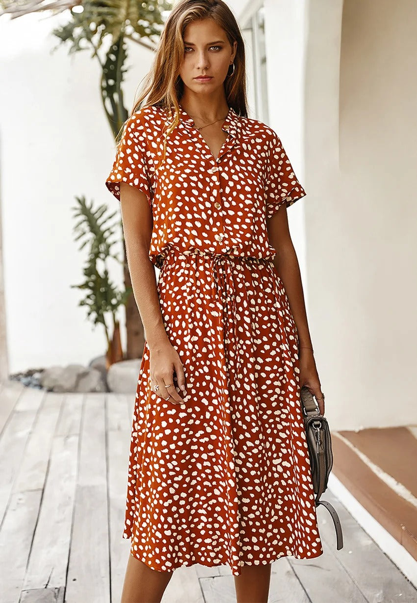 Robe mi-longue élégante imprimée - Sheba