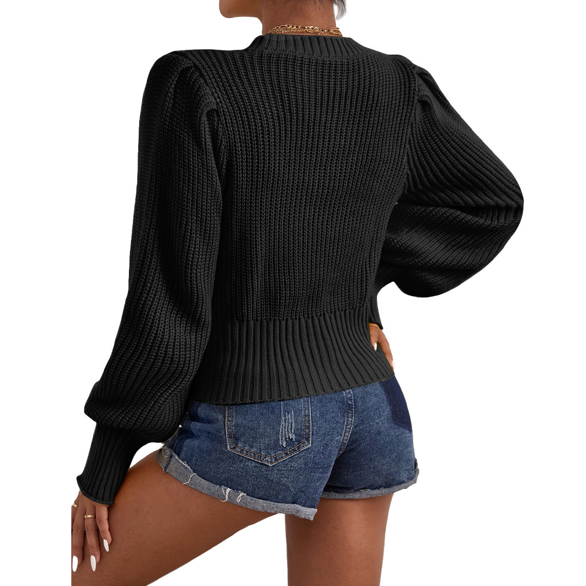 Allison - Pull Tricoté Noir pour Femmes