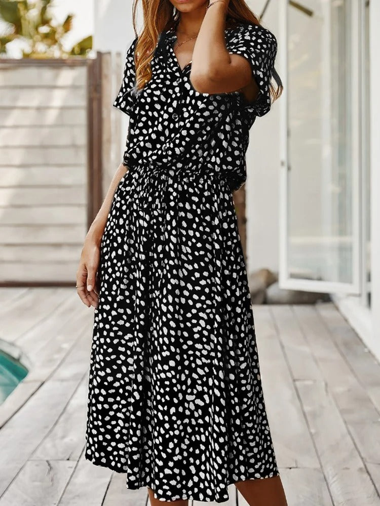Robe mi-longue élégante imprimée - Sheba